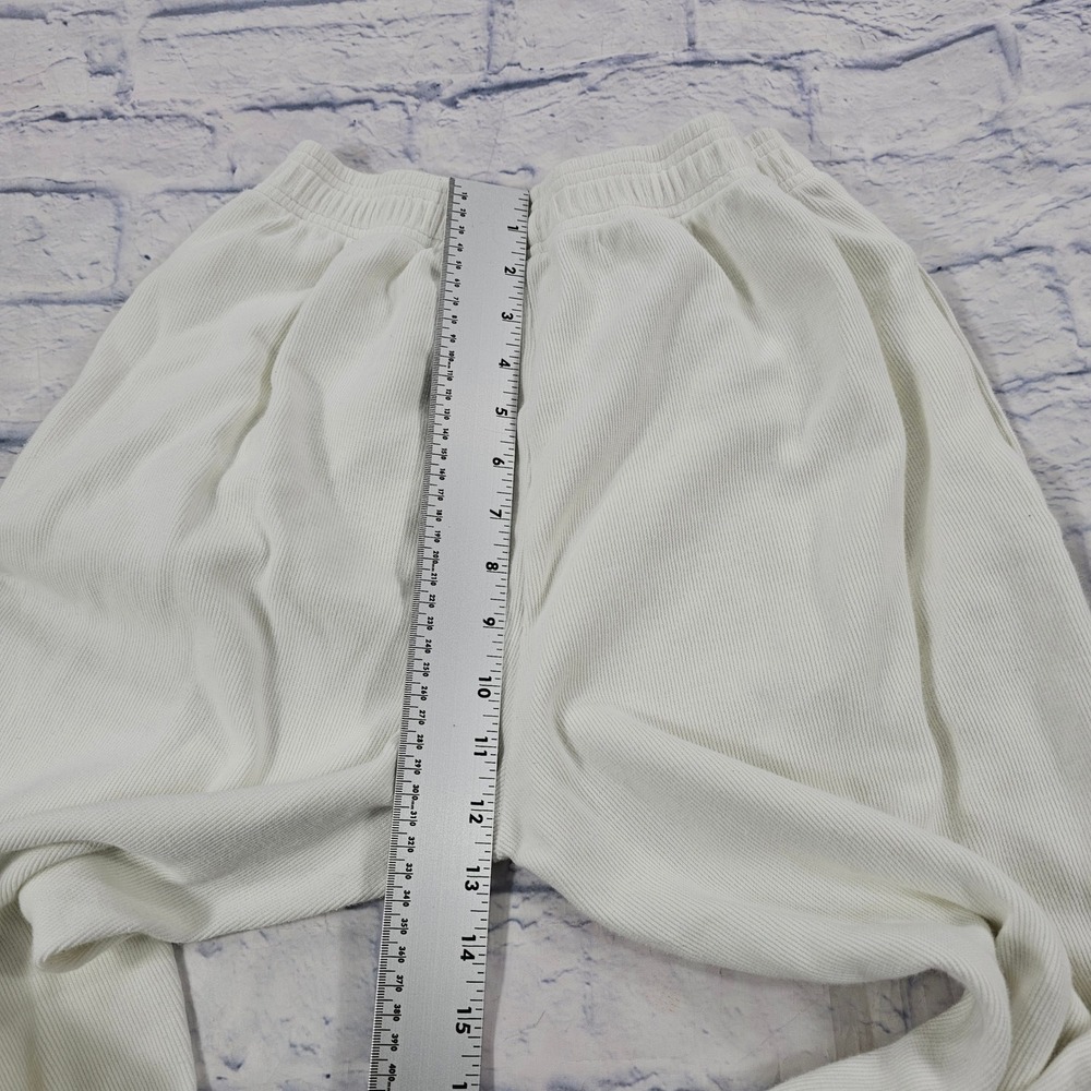 Adidas Joggers Women XS Off-White Ribbed Knit Elastic Waist Sweatpants Sporty - Picture 7 of 14